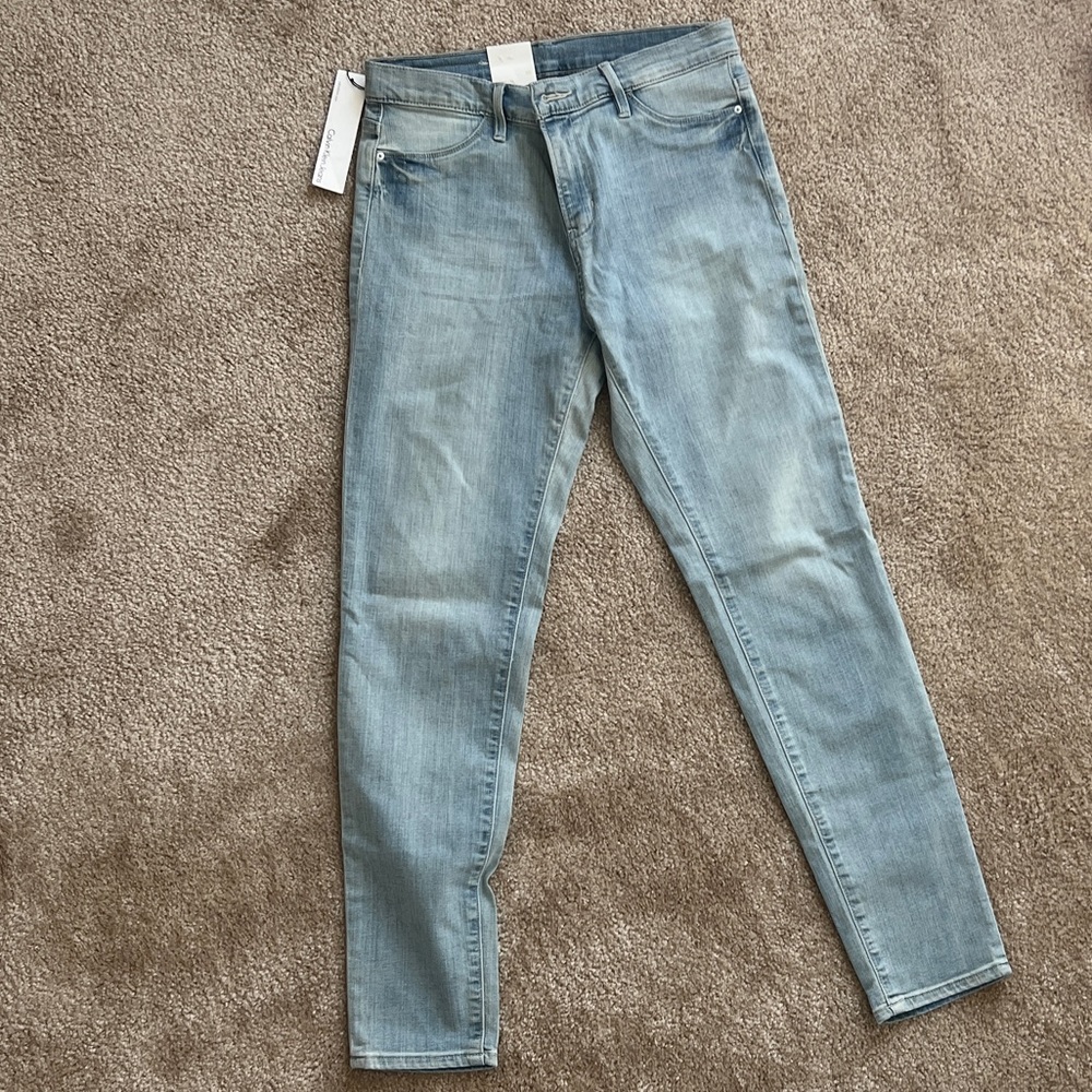Calvin Klein womens cropped denim leggings size 30 NWT